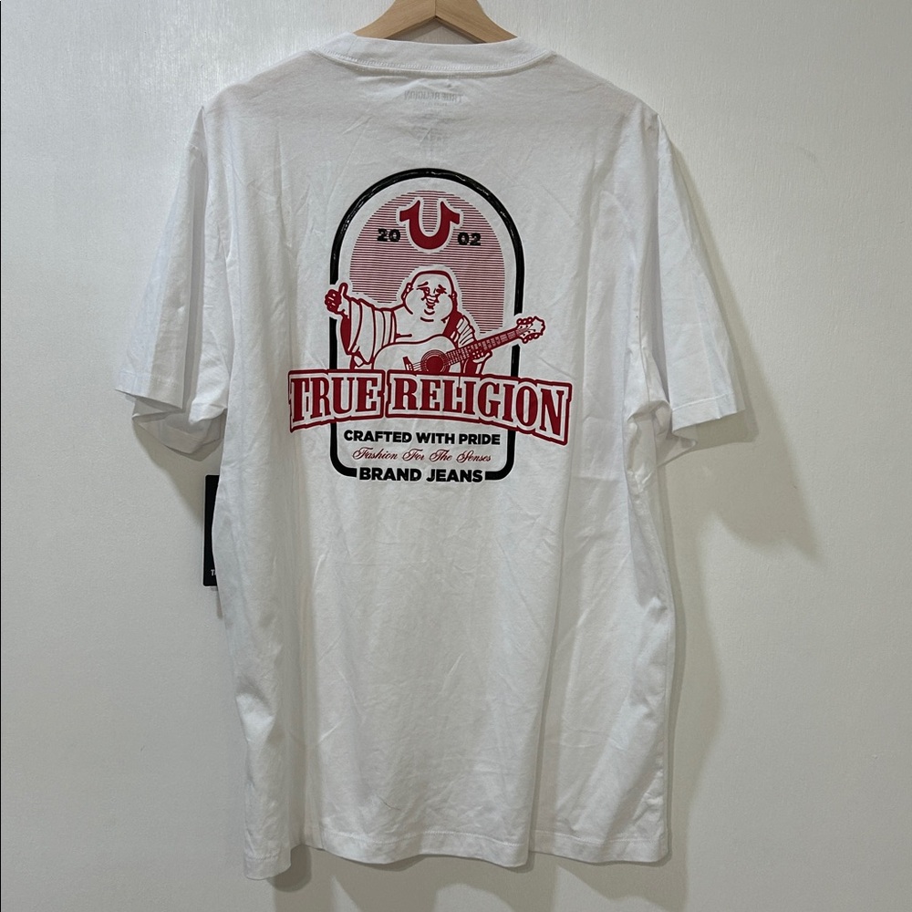 TRUE RELIGION MENS WHITE TEE WITH LOGO SHORT SLEEVE Sz XXL NEW